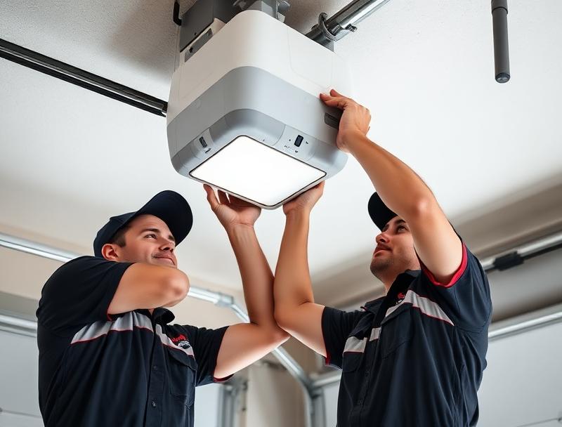 Oberlin Garage Doors team installing garage door opener in Oberlin